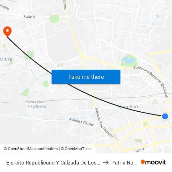 Ejercito Republicano Y Calzada De Los Arcos to Patria Nueva map