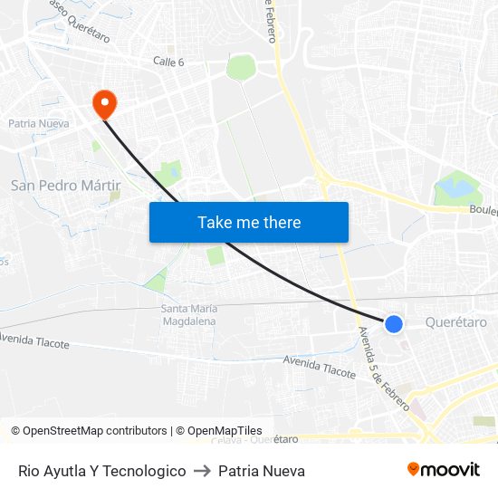 Rio Ayutla Y Tecnologico to Patria Nueva map