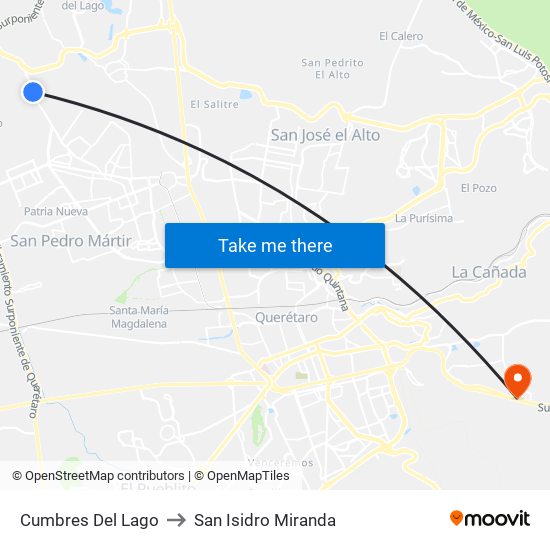 Cumbres Del Lago to San Isidro Miranda map