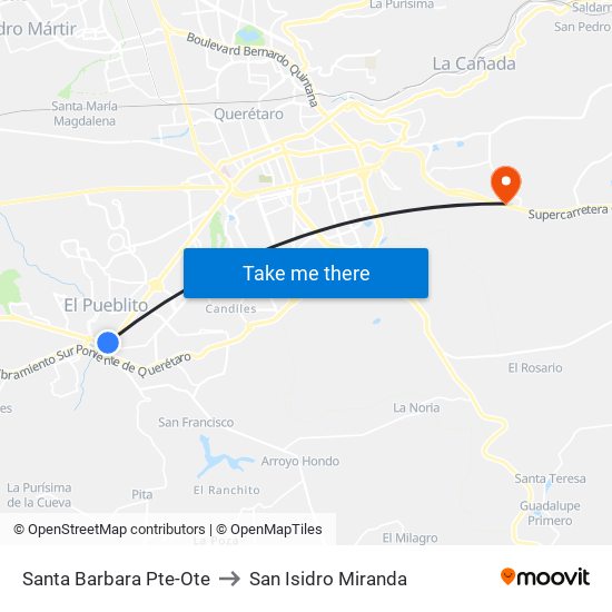 Santa Barbara Pte-Ote to San Isidro Miranda map