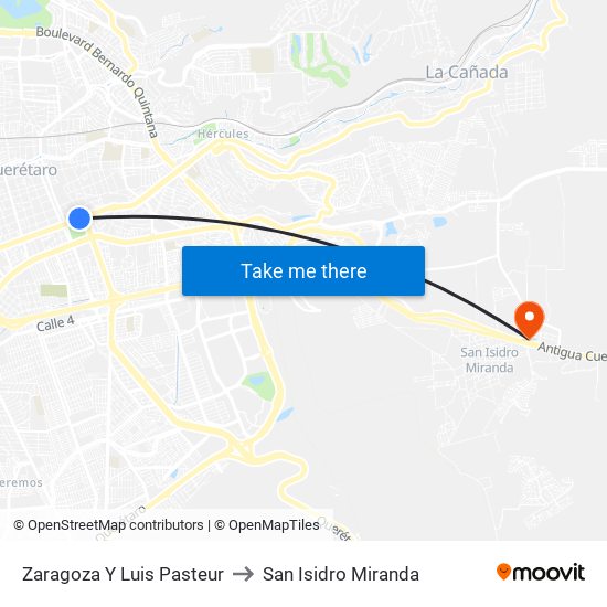 Zaragoza Y Luis Pasteur to San Isidro Miranda map