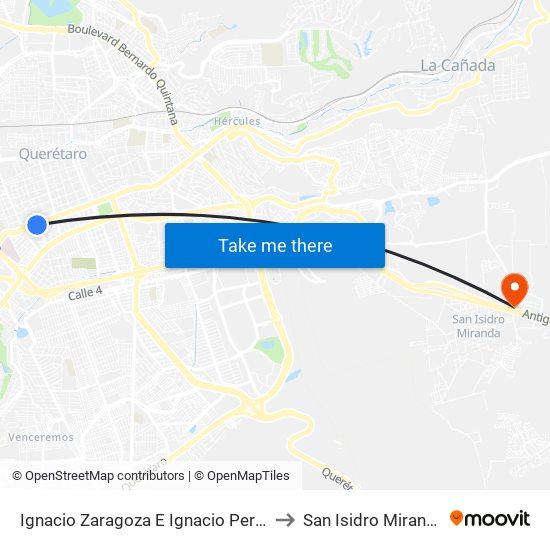 Ignacio Zaragoza E Ignacio Perez to San Isidro Miranda map