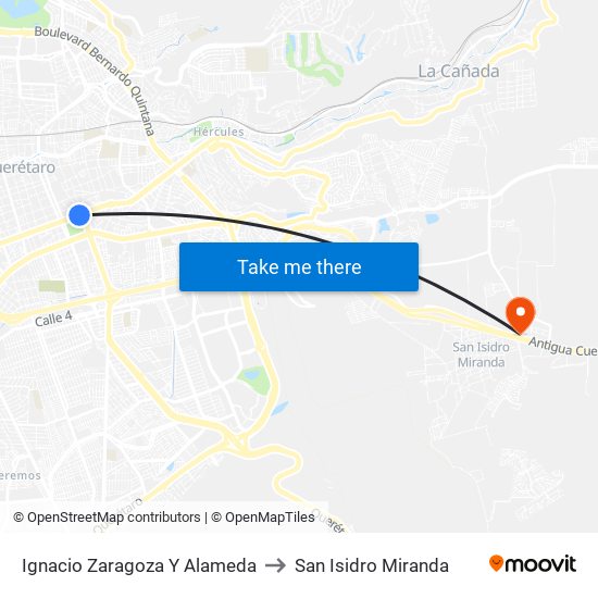 Ignacio Zaragoza Y Alameda to San Isidro Miranda map