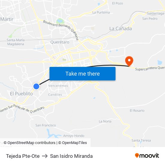 Tejeda Pte-Ote to San Isidro Miranda map