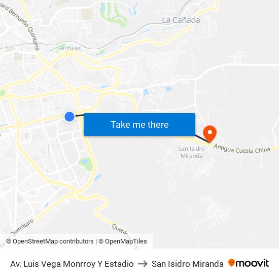 Av. Luis Vega Monrroy Y Estadio to San Isidro Miranda map