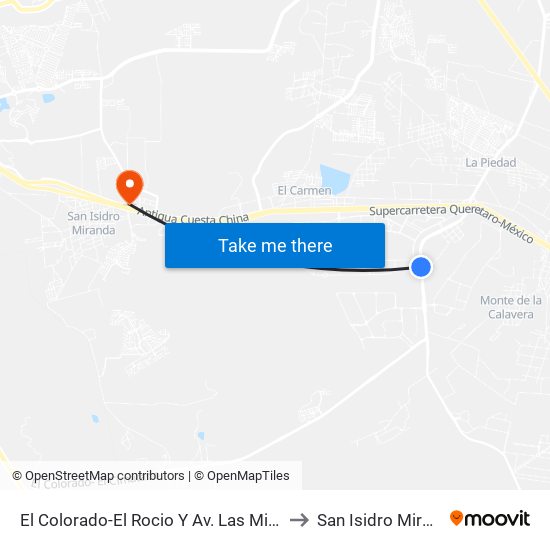 El Colorado-El Rocio Y Av. Las Misiones to San Isidro Miranda map