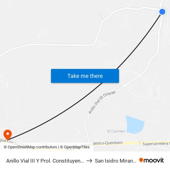 Anillo Vial III Y Prol. Constituyentes to San Isidro Miranda map