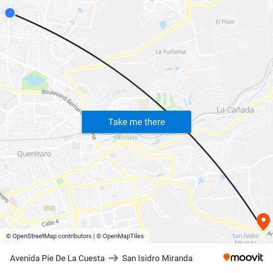 Avenida Pie De La Cuesta to San Isidro Miranda map