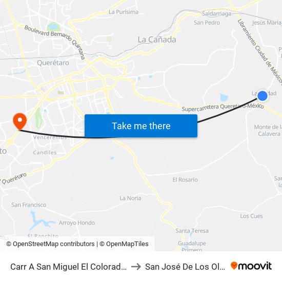 Carr A San Miguel El Colorado Y Calle San Juan Del Río to San José De Los Olvera - Venceremos map