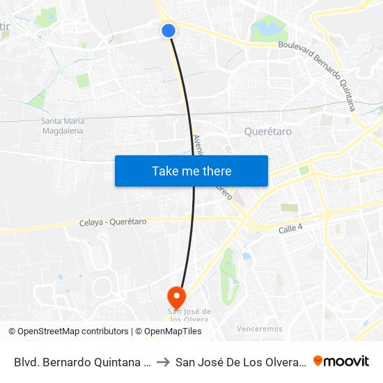 Blvd. Bernardo Quintana Y 5 De Febrero to San José De Los Olvera - Venceremos map