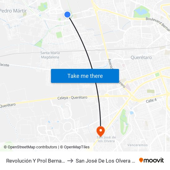 Revolución Y Prol Bernardo Quintana to San José De Los Olvera - Venceremos map