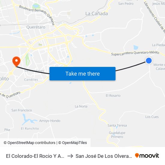 El Colorado-El Rocio Y Av. Las Misiones to San José De Los Olvera - Venceremos map