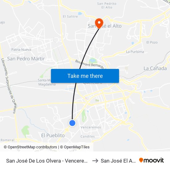 San José De Los Olvera - Venceremos to San José El Alto map