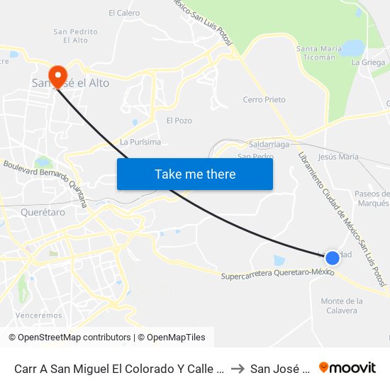 Carr A San Miguel El Colorado Y Calle San Juan Del Río to San José El Alto map