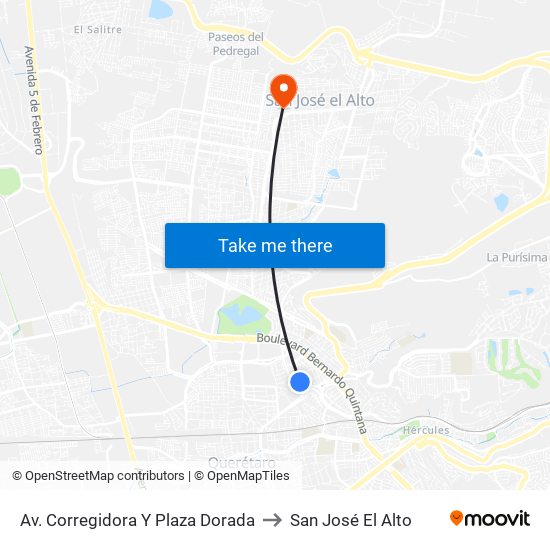 Av. Corregidora Y Plaza Dorada to San José El Alto map