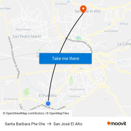 Santa Barbara Pte-Ote to San José El Alto map