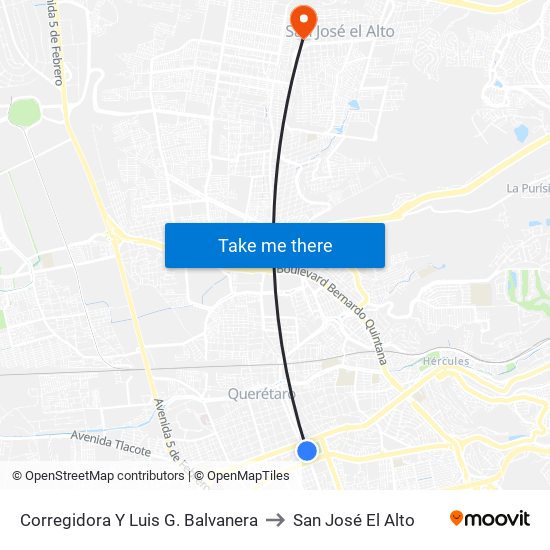 Corregidora Y Luis G. Balvanera to San José El Alto map