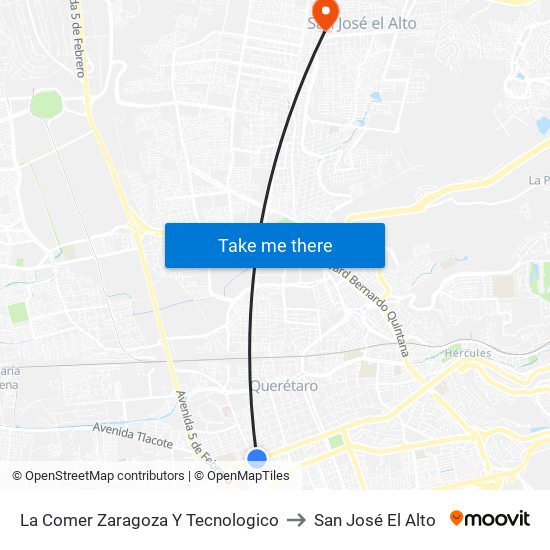 La Comer Zaragoza Y Tecnologico to San José El Alto map