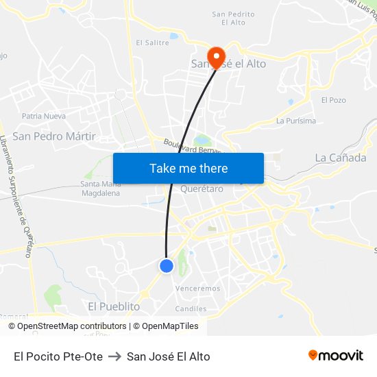El Pocito Pte-Ote to San José El Alto map