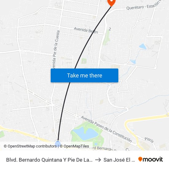 Blvd. Bernardo Quintana Y Pie De La Cuesta to San José El Alto map