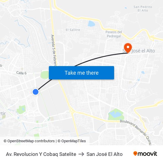Av. Revolucion Y Cobaq Satelite to San José El Alto map