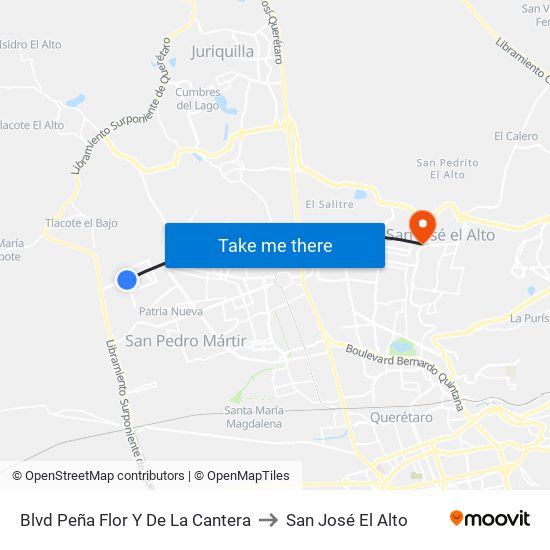 Blvd Peña Flor Y De La Cantera to San José El Alto map