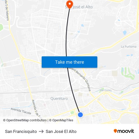 San Francisquito to San José El Alto map
