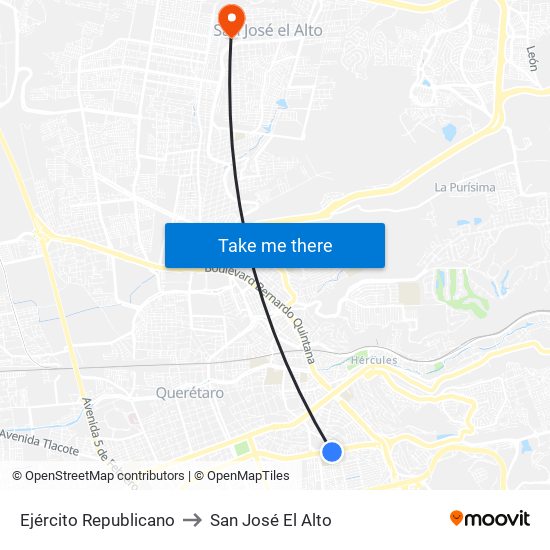 Ejército Republicano to San José El Alto map