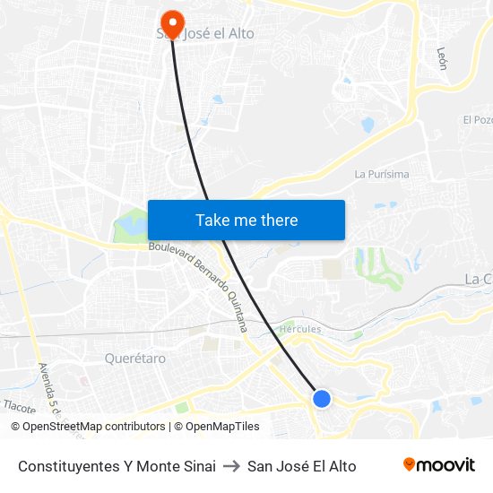 Constituyentes Y Monte Sinai to San José El Alto map