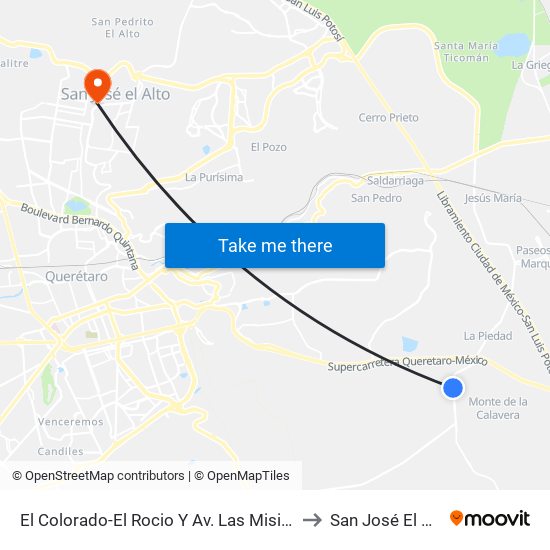 El Colorado-El Rocio Y Av. Las Misiones to San José El Alto map
