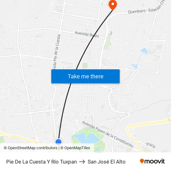 Pie De La Cuesta Y Río Tuxpan to San José El Alto map