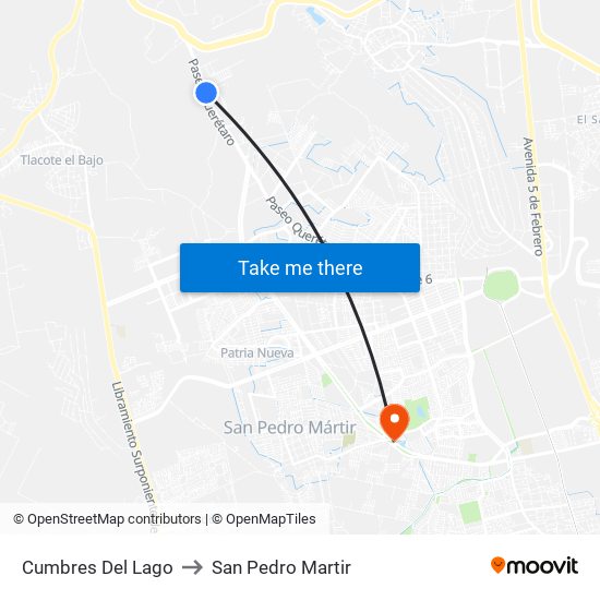 Cumbres Del Lago to San Pedro Martir map