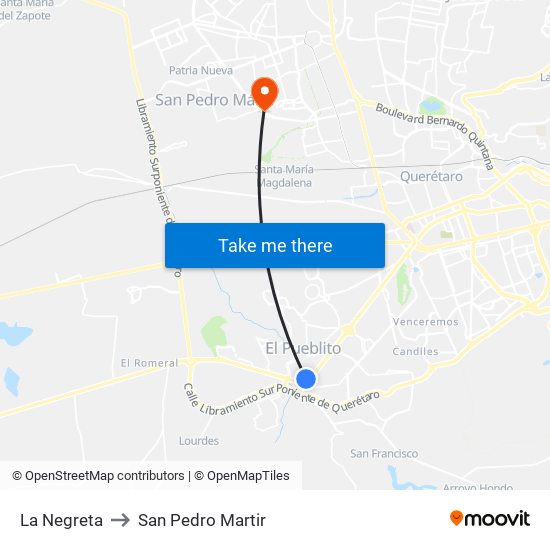 La Negreta to San Pedro Martir map