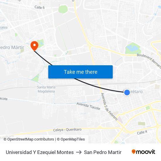 Universidad Y Ezequiel Montes to San Pedro Martir map
