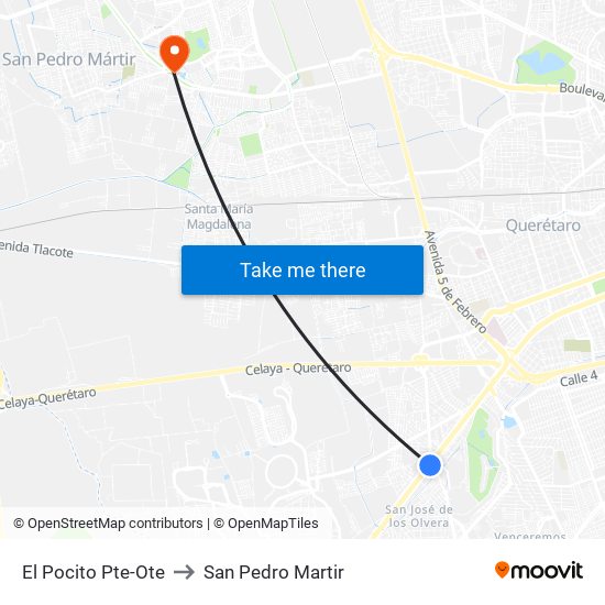 El Pocito Pte-Ote to San Pedro Martir map
