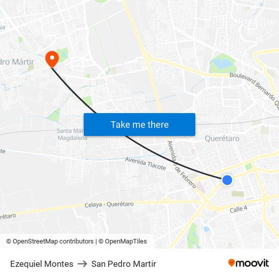 Ezequiel Montes to San Pedro Martir map