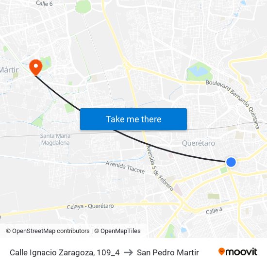 Calle Ignacio Zaragoza, 109_4 to San Pedro Martir map