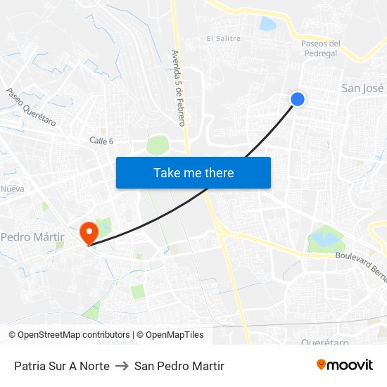 Patria Sur A Norte to San Pedro Martir map