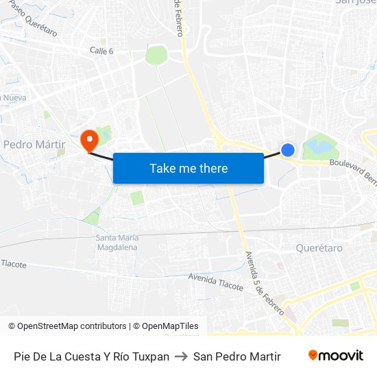 Pie De La Cuesta Y Río Tuxpan to San Pedro Martir map