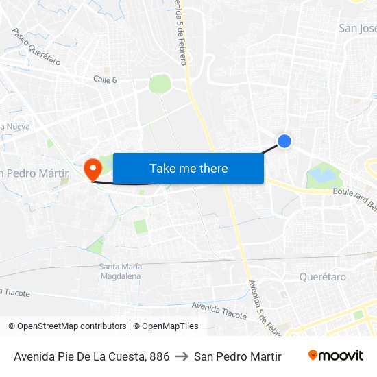 Avenida Pie De La Cuesta, 886 to San Pedro Martir map