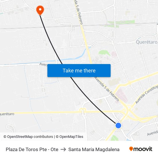 Plaza De Toros Pte - Ote to Santa María Magdalena map