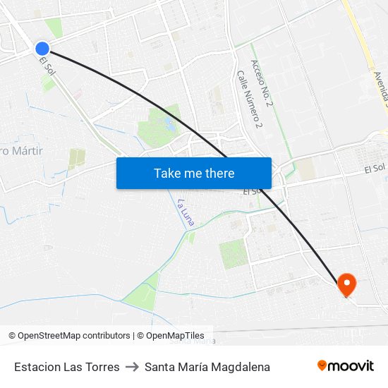 Estacion Las Torres to Santa María Magdalena map