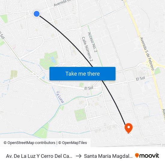 Av. De La Luz Y Cerro Del Capulín to Santa María Magdalena map