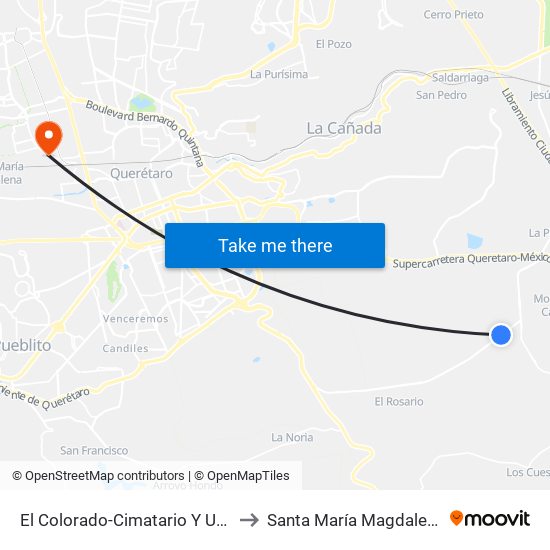 El Colorado-Cimatario Y Upq to Santa María Magdalena map