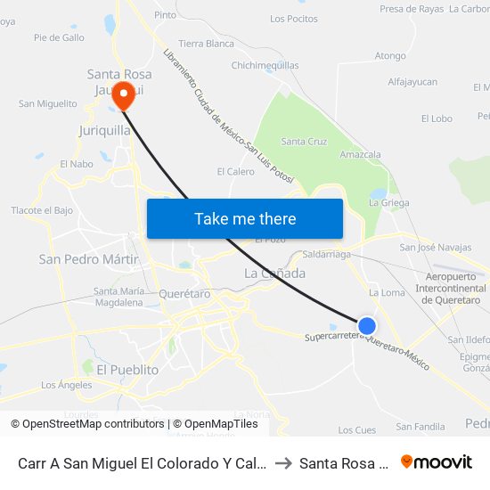 Carr A San Miguel El Colorado Y Calle San Juan Del Río to Santa Rosa Jauregui map