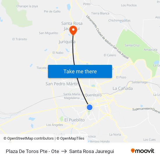 Plaza De Toros Pte - Ote to Santa Rosa Jauregui map