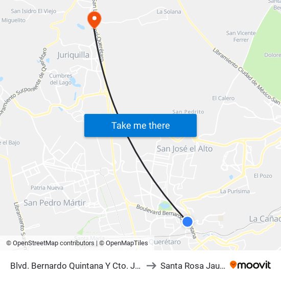 Blvd. Bernardo Quintana Y Cto. Jardín Sur to Santa Rosa Jauregui map