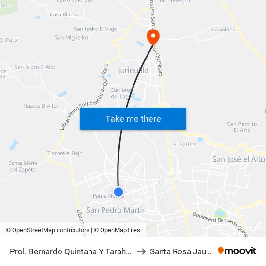 Prol. Bernardo Quintana Y Tarahumaras to Santa Rosa Jauregui map