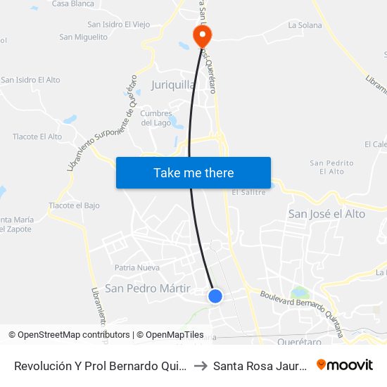 Revolución Y Prol Bernardo Quintana to Santa Rosa Jauregui map