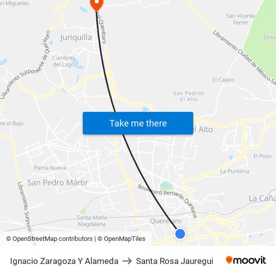 Ignacio Zaragoza Y Alameda to Santa Rosa Jauregui map